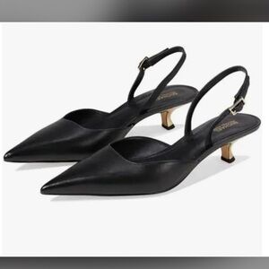 Michael Kors Black/Gold Slingback Kitten Heels